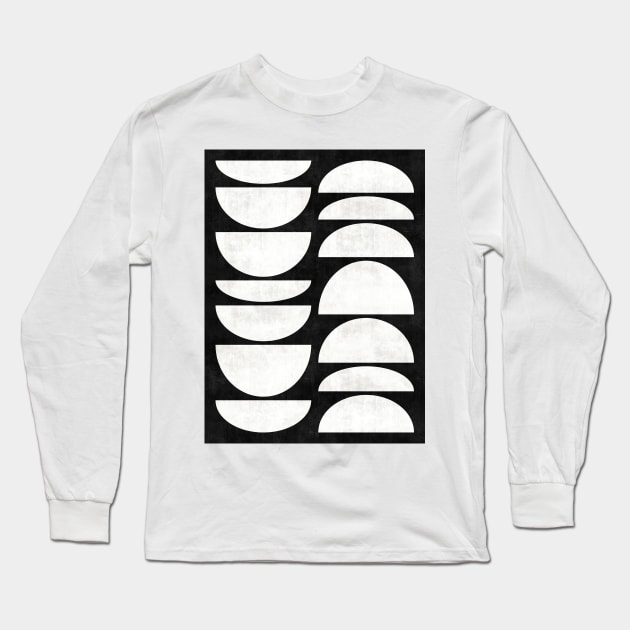 Mid-Century Modern Pattern No.8 - Black and White Concrete Long Sleeve T-Shirt by ZoltanRatko